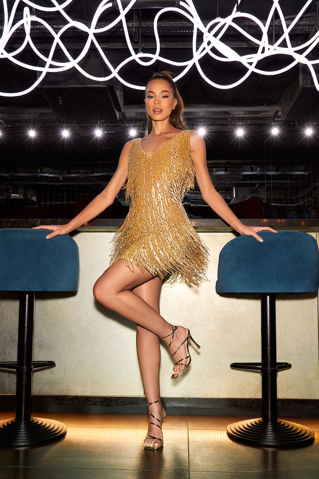 Euphoria Shimmering Fringed Dress