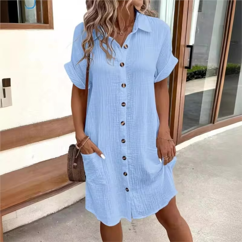 Button-Down Linen Shirt Dress