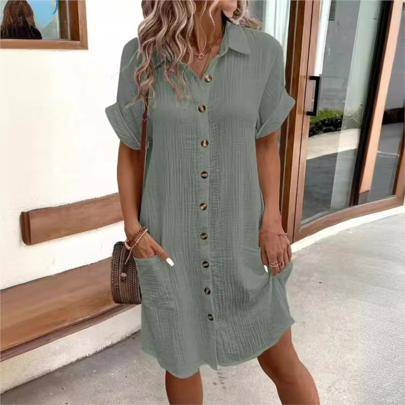 Button-Down Linen Shirt Dress
