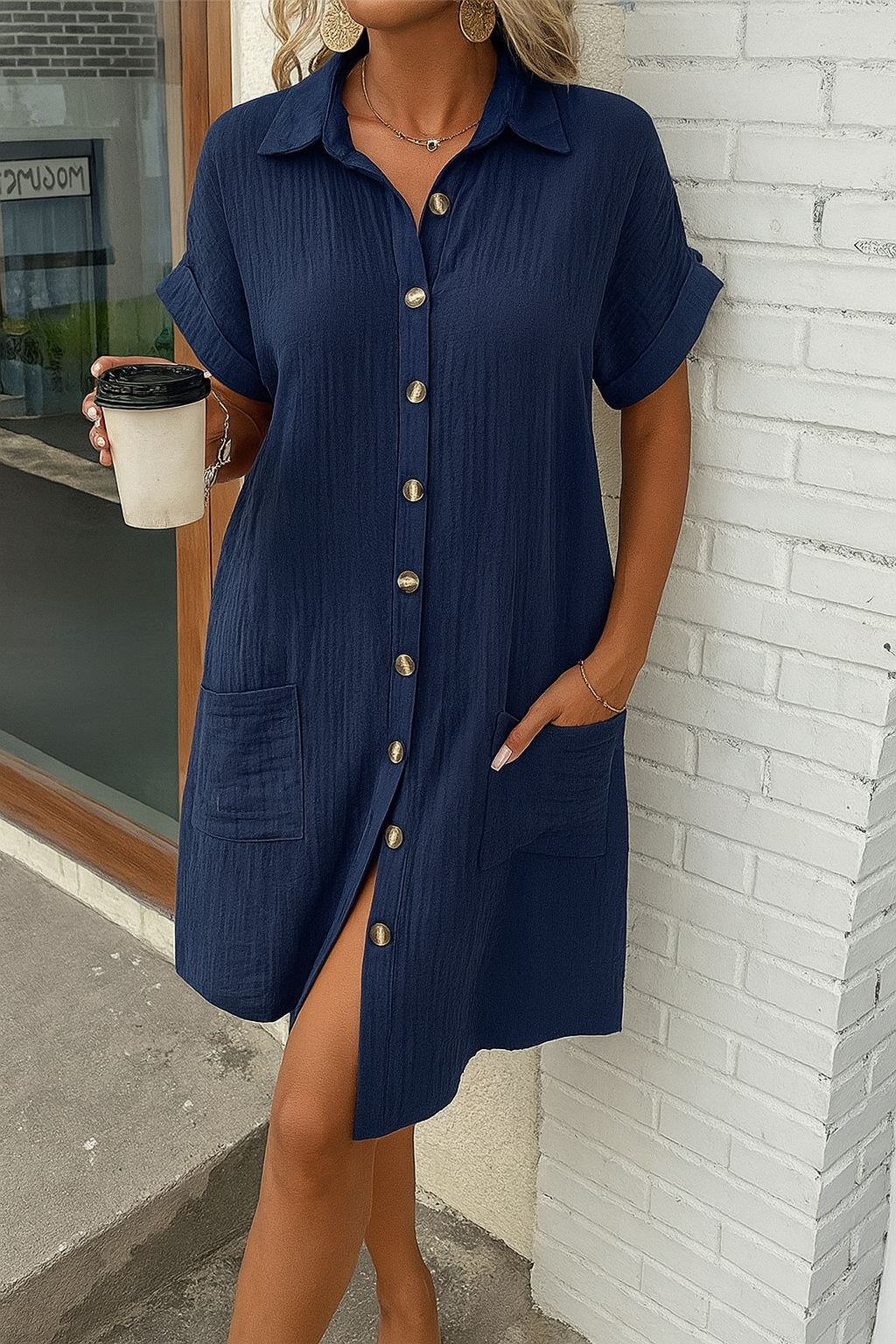 Button-Down Linen Shirt Dress