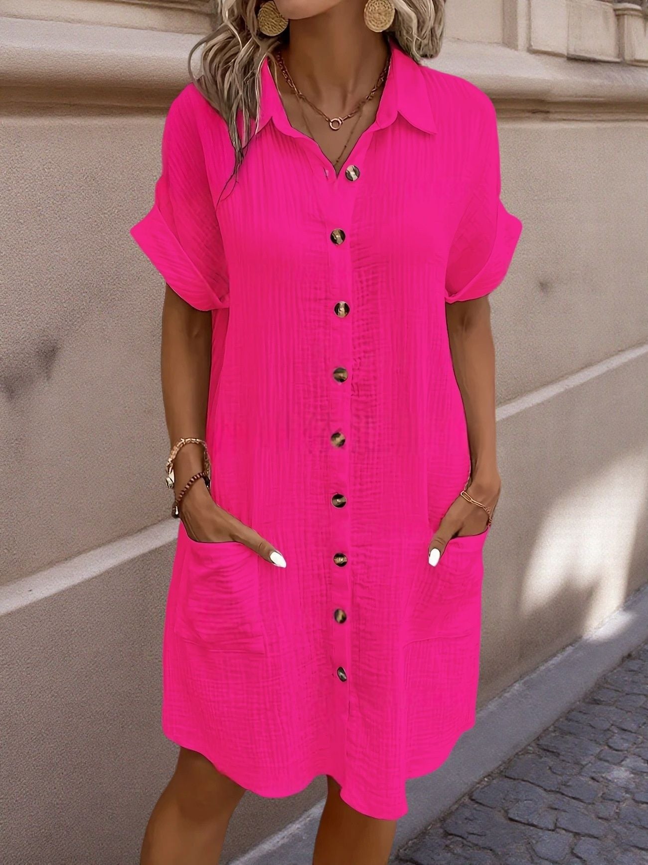 Button-Down Linen Shirt Dress