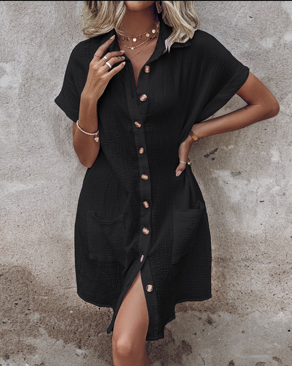 Button-Down Linen Shirt Dress