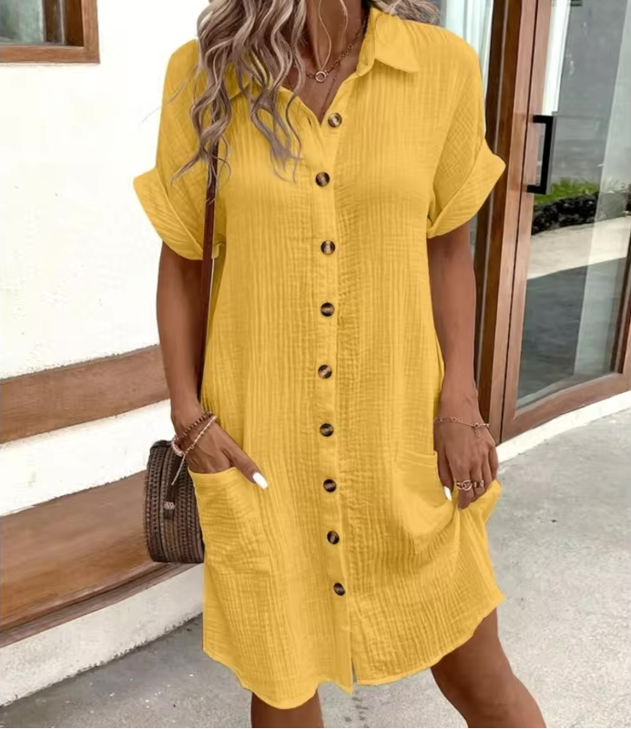 Button-Down Linen Shirt Dress