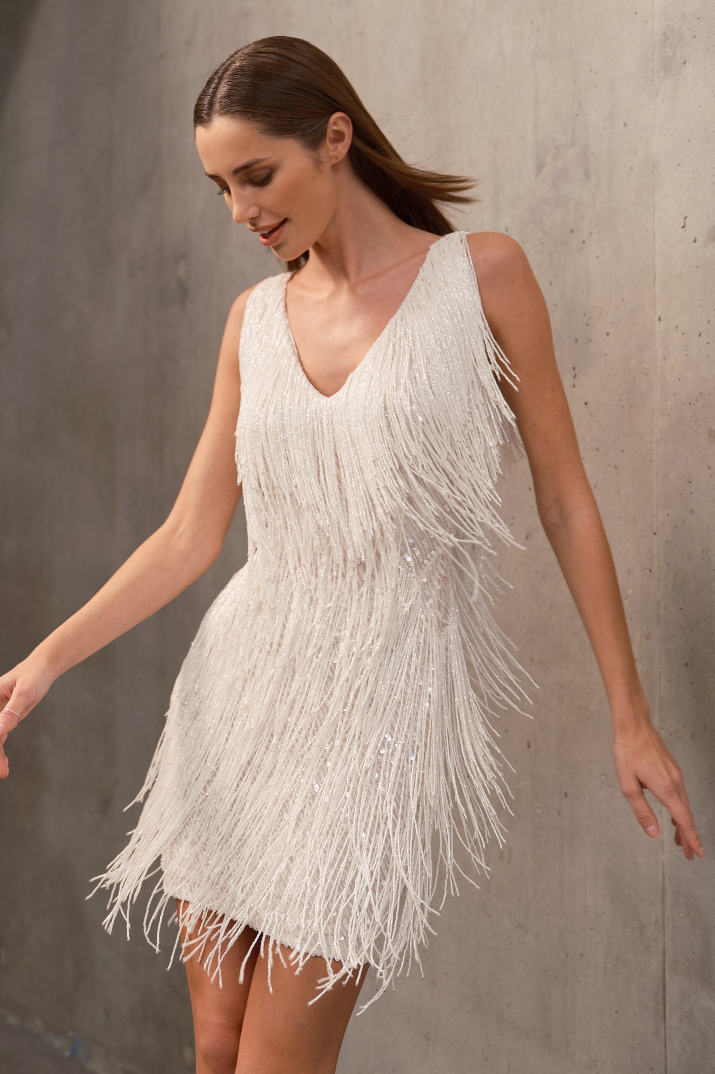 Euphoria Shimmering Fringed Dress