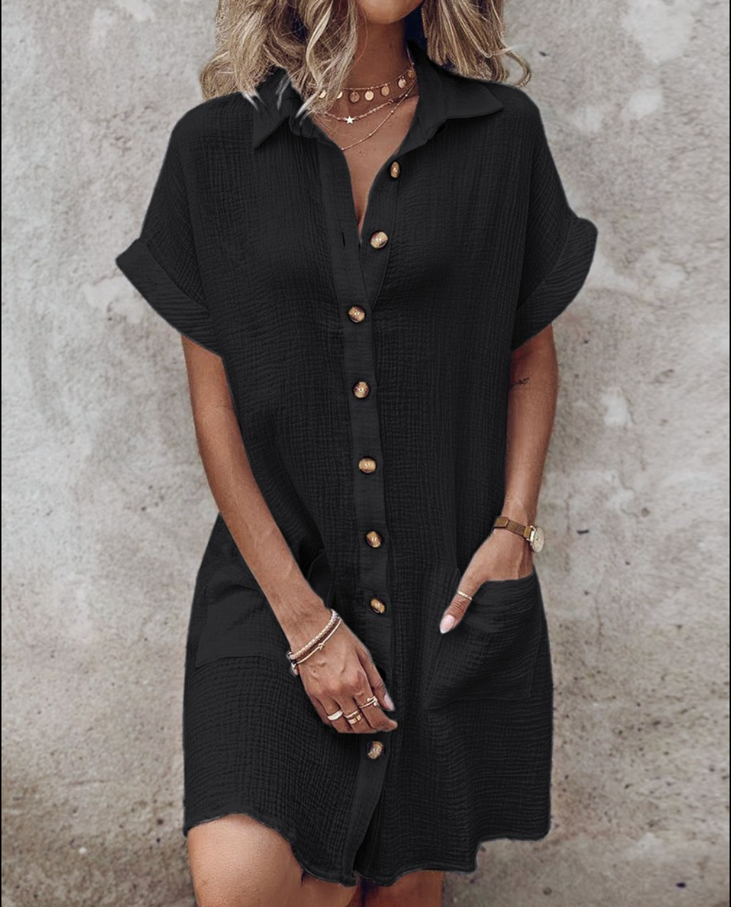 Button-Down Linen Shirt Dress