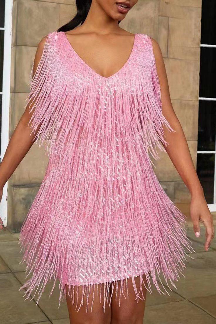 Euphoria Shimmering Fringed Dress
