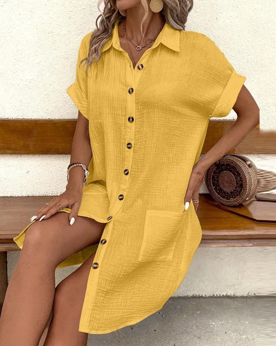 Button-Down Linen Shirt Dress